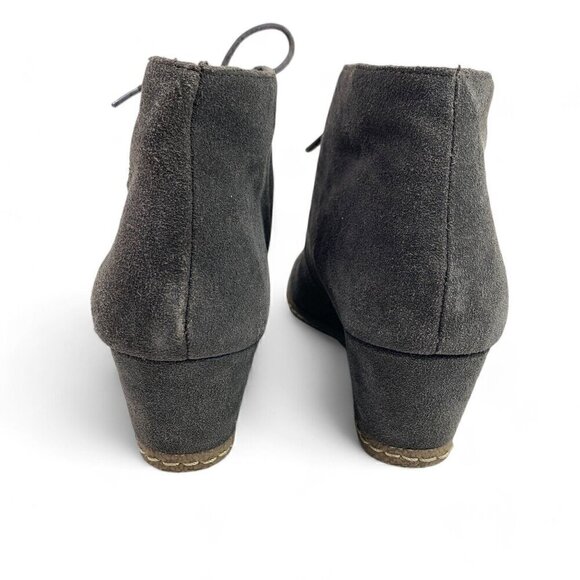 Franco Sarto Wedge Heel Shooties Gray Suede Leather Size 9 Ankle Boots 2.5" Heel - Picture 3 of 8